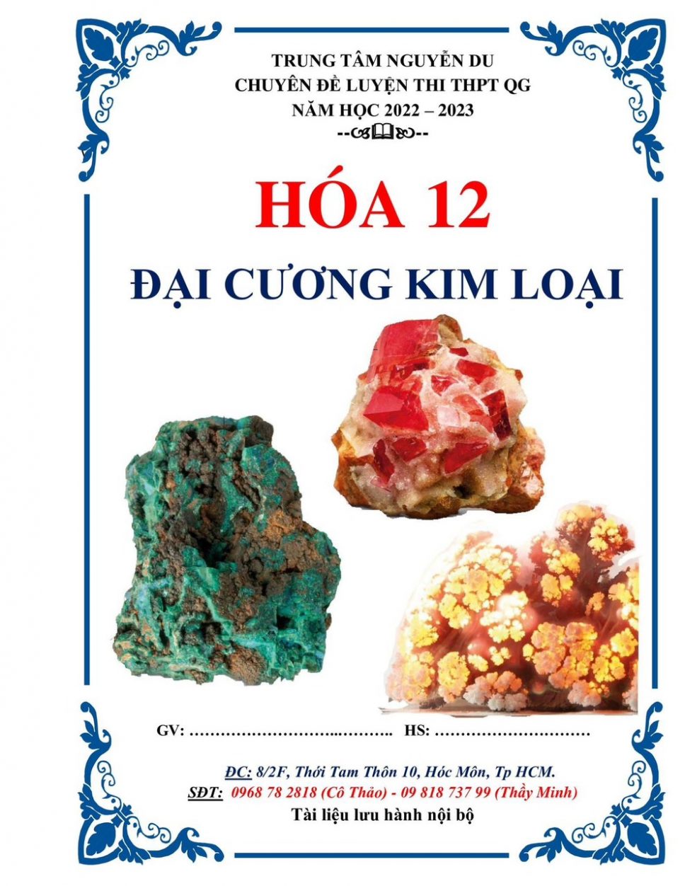 CHUYÊN ĐỀ HÓA 12 LUYỆN THI THPTQG – THI ĐH Y DƯỢC – ĐẠI CƯƠNG KIM LOẠI DẠNG